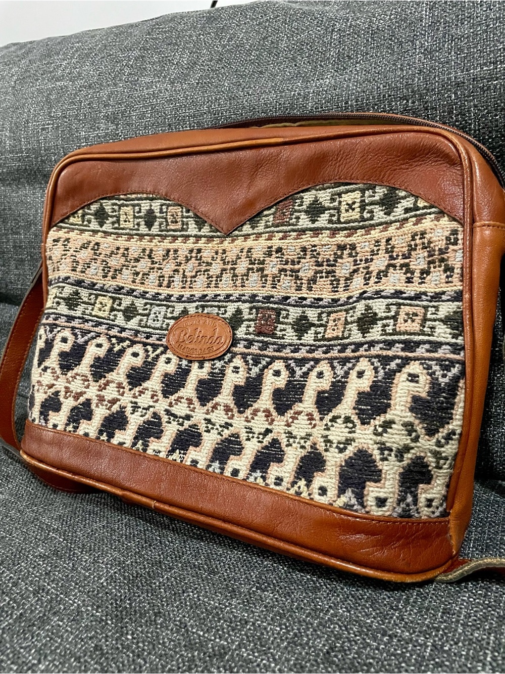 Vintage Belinda Kilim Leather Shoulder Bag